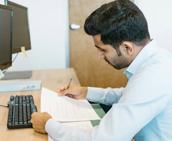 Lawyer reviewing documents